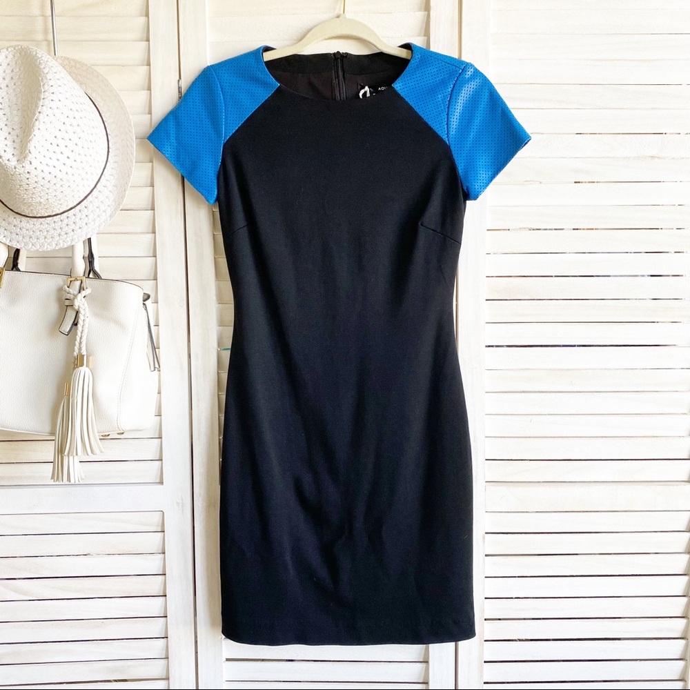 NWT Aqua Leather Sleeves Body-Con Dress - XS
